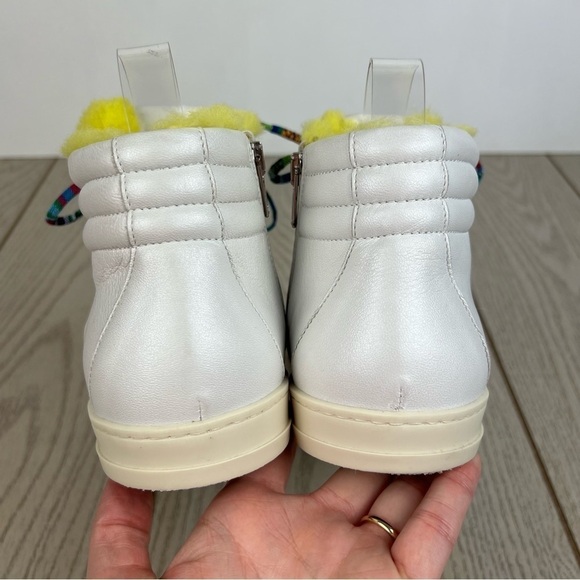 P448 Faux Fur Lined Fanti High Top Sneakers 38 Yellow/Grey Silver $348 - Picture 9 of 10